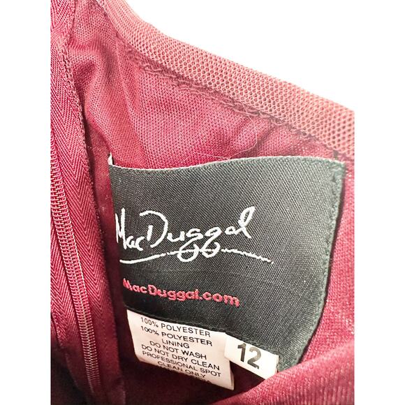 Mac Duggal 93540 Burgundy Embellished Cap Sleeve Cowl Neck Trumpet Gown 12 - Picture 6 of 7